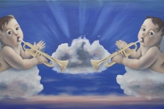 Religio Transformata-Angeli Adaptati, oil on canvas, 140x50cm, 2021